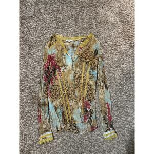 Claudia Richard Tall Long Sleeve Blouse Button Up Shirt Top S